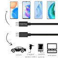 Pikkukuva 3 / 5: Kaapeli 20cm USB-C USB-C Musta Honor 8 / Honor 9 / Honor 10 / Honor PLAY / Honor VIEW 10 Phonillico® Svart
