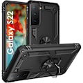 Miniatyrbild 1 av 4: Coque Noir för Samsung S22 5G - Stötsäker Militärstil Robust Skydd 360 Grad Rotating Ring Phonillico® Svart