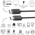 Miniatyrbillede 2 af 6: Kabel til Canon PowerShot A640/A650 IS/A70/A700/A710 IS/A75/A80/A800/A810 - Kabel MINI USB/USB-C Sort 1 Meter Phonillico® Svart