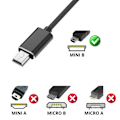 Miniatyrbillede 3 af 6: Kabel til Canon PowerShot A640/A650 IS/A70/A700/A710 IS/A75/A80/A800/A810 - Kabel MINI USB/USB-C Sort 1 Meter Phonillico® Svart