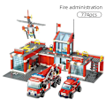 Miniatyrbillede 1 af 2: Stad Brandstation Model Byggeklodser Bil Helikopter Konstruktion Brandmand Mand Lastbil Oplys Stene Legetøj Til Børn Kid db 387pcs uden æske