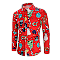 Miniatyrbillede 2 af 3: Langærmet sjov juleskjorte til mænd Sort XL Purple 3XL