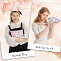 Miniatyrbilde 4 av 5: 2025 Siste Modell Initials Sminkeveske - Rosa Sminkeveske Makeup Veske Reise Toalettveske Kosmetisk Reise B GS