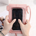 Miniatyrbild 2 av 11: Axelremsväska Tunn Mode Lås Crossbody Mobiltelefonväska Touch Screen Mobiltelefon Plånbok Kvinna Retro Student Hasp Liten Plånbok Svart Deep Pink