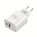 Miniatyrbilde 1 av 3: 40W Dobbel Port USB-C Vegglader med PD 3.0 & QC 4.0, Hurtigladende Strømadapter hvit
