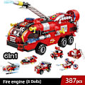 Miniatyrbillede 2 af 2: Stad Brandstation Model Byggeklodser Bil Helikopter Konstruktion Brandmand Mand Lastbil Oplys Stene Legetøj Til Børn Kid db 387pcs uden æske