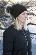 Supermjuk fleecefodrad BARN mössa - Stickad med tofs pompom