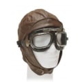 Miniatyrbild 1 av 2: Goggles på köpet! B/L Gammaldags Retro motorhuva pilotmössa i skinn. brun