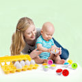 Miniatyrbilde 3 av 3: 12 stk matchende egg farge & form puslespill for læring for barn