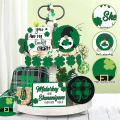 Miniatyrbillede 5 af 5: St. Patricks Day-dekorationer - St. Patricks Day-dekor 12 stk. Tiered Brick-dekor, inkluderet nisser, træperler, krans, træskilte, bondegård Spring Ta