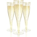 Miniatyrbild 1 av 5: 30 Plast Champagne Flutes Disponibel för fester - guld-rosa