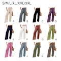 Miniatyrbillede 2 af 5: Dame sommerbukser Lommer løse Casual Wide ben Khaki L