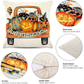 Miniatyrbilde 4 av 5: Halloween putetrekk Sett med 4 18x18 tommer Høst Akvarell Gresskar Gnome Feriedekorasjon Husholdningslin Kaste Putetrekk Til Sengsofa Ferie