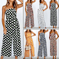 Miniatyrbild 2 av 3: Kvinnors Strappy Holiday Playsuit Dam Jumpsuit Beach Dot Printed Bred Ben För Sommar Nytt White 2XL