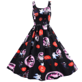 Miniatyrbilde 1 av 4: Dame Ermeløs Halloween estekjole Rockabilly Swing Kjole F M