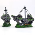 Miniatyrbillede 4 af 5: Plast Harpiks Fiskebåd Akvarium Ornament Dekoration Plant