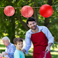 Miniatyrbillede 6 af 11: 5 styk papirlanterner dekorative runde kinesiske hængende lanterne Let at samle til bryllup Baby fødselsdagsfest lampeskærm Red plaid