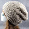 Miniatyrbilde 4 av 4: Cap Mode Hold Varm Vinterluer Strikket Ullue beige