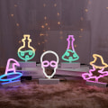 Miniatyrbillede 4 af 5: Halloween LED neonskiltlys, halloweenlampe med batteri skull