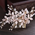 Miniatyrbild 2 av 4: Rosa/Silver#F Bröllop Kristall Hår Vines Blomma Leaf Headpieces