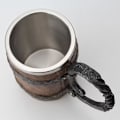 Miniatyrbillede 3 af 5: Ølglas imitation træ rustfrit stål krus træ gave