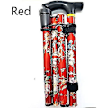 Miniatyrbillede 4 af 5: Foldbar stok Justerbar Blomstret vandrestok i aluminium til vandring Camping Holdbar mobilitetshjælp Red