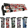 Miniatyrbillede 3 af 3: Foldbar stok Justerbar Blomstret vandrestok i aluminium til vandring Camping Holdbar mobilitetshjælp Black