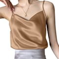 Miniatyrbilde 2 av 5: Basic dame linne dame V-hals camisole Silkeaktig løs ermeløs