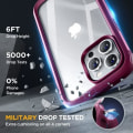 Miniatyrbild 4 av 8: Miracase Glass Series Designad för iPhone 14 Pro Max Case 6,7 tum, [2023 Upgrade] Bumper Case med inbyggd 9H härdat glas Scr Wine Red