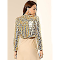 Miniatyrbild 5 av 5: Allegra K Kvinnor S Paljettjacka Långärmad Öppen Front Cropped Cardigan Bolero Shrug Multi Color X-Large