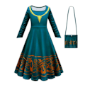 Pikkukuva 3 / 5: Rohkea Merida Asut Tyttö Takki Halloween Asut Lapsille Neito Haori Asu Merida Cosplay Anime Hieno Puku Karnevaali Fantasia 3pcs 110 (for 100-110cm)