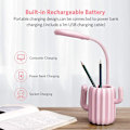 Miniatyrbilde 2 av 5: Skrivebordslampe for barn, sengelampe med USB dimbar, leselampe 3 lysstyrkenivåer med berøringsknapp og pennholder (rosa) NO:3
