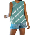 Miniatyrbild 3 av 3: Randig printed ärmlös väst för kvinnor Lös T-shirt Topp Green,S