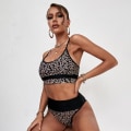 Miniatyrbillede 3 af 5: Høj talje, leopard, bikinispænde til damer, todelt gepardbadedragt (FMY)