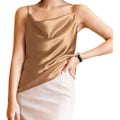 Miniatyrbilde 5 av 5: Basic dame linne dame V-hals camisole Silkeaktig løs ermeløs
