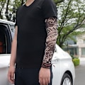 Miniatyrbillede 3 af 5: Falske midlertidige tatoveringsærmer Voksne Kvinder Mænd Slip on Elastiske Armstrømper Unisex Party Halloween Tatovering Biker Solbeskyttelse 1 Par-GKK013
