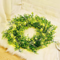 Miniatyrbillede 5 af 5: 20-tommers Heilwiyes kunstige blomsterkrans med 20 LED-lys og timer batteridrevet gave