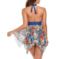 Miniatyrbild 4 av 6: Tvådelad baddräkt för damer Bikini Tankini Set Badkläder Badklänning Blue,XXL