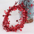 Miniatyrbilde 4 av 6: 2 ruller Sparkly Star Tinsel Girlander med tråd til jul red