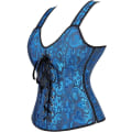Miniatyrbilde 2 av 5: Korsetter for kvinner Overbust Bustier Topp Gotisk Sexy Skulder Blue6806 XL