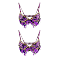 Miniatyrbilde 1 av 5: 1/2/3 Magdans Perlebesatt BH Paljetter Topp Sexy Dansende Sanger Purple 36 Size 2PCS