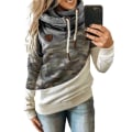 Miniatyrbilde 1 av 3: Hettegenser for dame med turtleneck sweatshirt hoodie sport camo genser Camouflage+grey 5XL