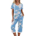 Miniatyrbild 1 av 7: Dampyjamas 2 delar Sovkläder kortärmad Tee & capribyxor Blue Print M