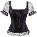 Miniatyrbilde 1 av 5: Korsetter for kvinner Overbust Bustier Topp Gotisk Sexy Skulder 8108black S