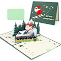 Pikkukuva 1 / 5: 3D Pop Up -joulukortti, kaunis joulupukki-onnittelukortti kirjekuorella (hiihto)