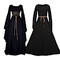 Pikkukuva 4 / 7: Halloween Keskiaikainen Pitkä Maksimekko Goottilainen Cosplay-asu violetti wine red