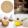 Pikkukuva 4 / 5: 1/2/3/5 Rattan Asetusalusta Luovaan Paksuun Khaki Lehtimuotoon Light Brown 20x2cm 1Set