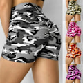 Miniatyrbillede 5 af 6: Plus Size Dame Høj Camouflage Yoga Shorts Sommer Casual red M