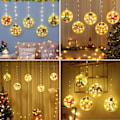 Miniatyrbillede 2 af 4: Julegardin lyskæde med 5 justerbare julevedhæng, 1,5m x 0,7m vægmonteret LED-lampe