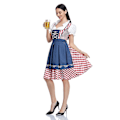 Pikkukuva 3 / 5: Naisten Oktoberfest Oluttyttöasu Baijerilainen Perinteinen Dirndl-mekko W Denim Red Check L